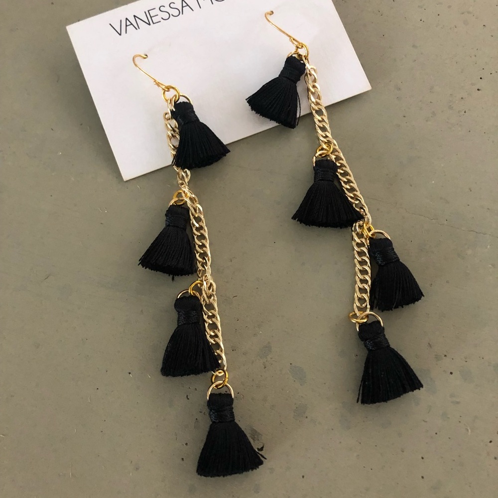 Vanessa Mooney Tassel Earrings - Black